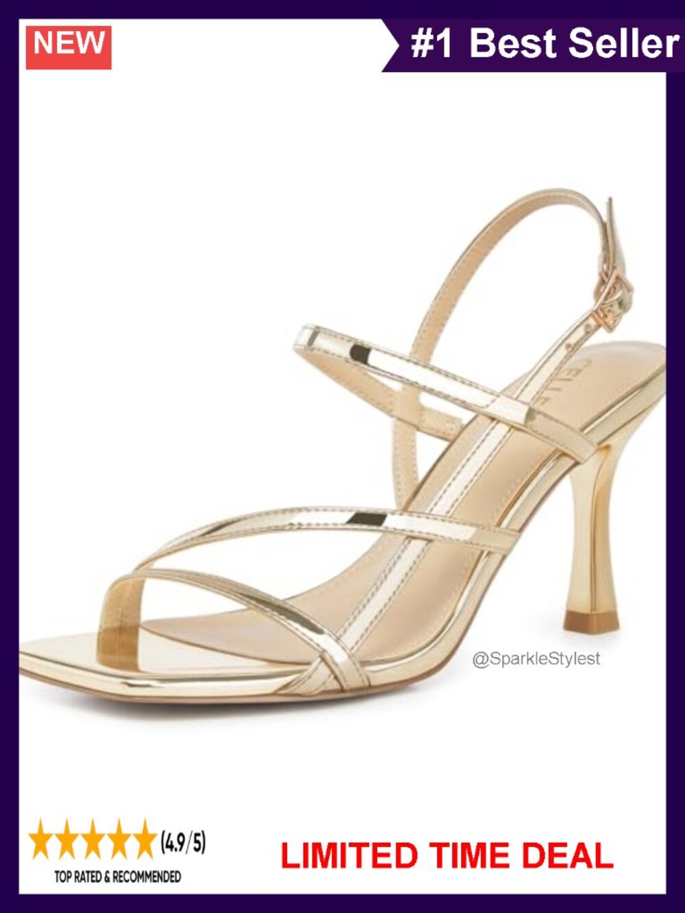 Women's Strappy Kitten Heel Sandals Square Open Toe Slingback Dressy